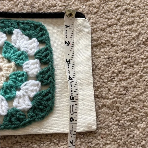 Handcrafted Crochet Cosmetic Bag - Pink, Green, and Cream - Picture 4 of 4